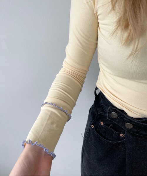 SANSeLF（サンセルフ）の「カラーメロウトップス【SANSeLF】sanw23s007（Tシャツ/カットソー・レディース・ホワイト/ライラック/ライトイエロー・FREE）」の17枚目の写真