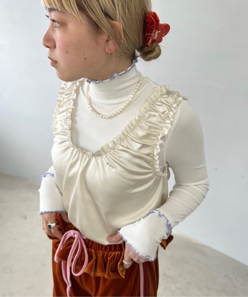 SANSeLF（サンセルフ）の「カラーメロウトップス【SANSeLF】sanw23s007（Tシャツ/カットソー・レディース・ホワイト/ライラック/ライトイエロー・FREE）」の11枚目の写真