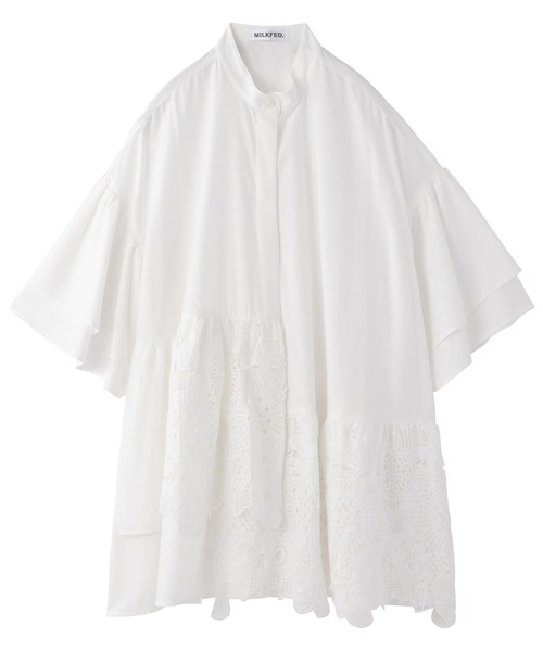 MILKFED.(ミルクフェド)の「LACE RUFFLE TUNIC(チュニック・レディース・ライトグリーン/ブラック/ホワイト・ONE SIZE)」の4枚目の写真