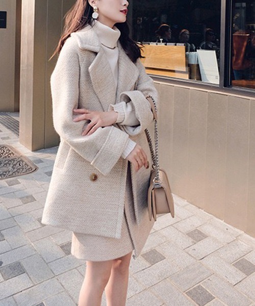 gossip!ロサンゼルス(ゴシップロサンゼルス)の「ピーチ起毛スーツジャケットミニスカットセット(セットアップ・レディース・オフホワイト・S/M)」の10枚目の写真