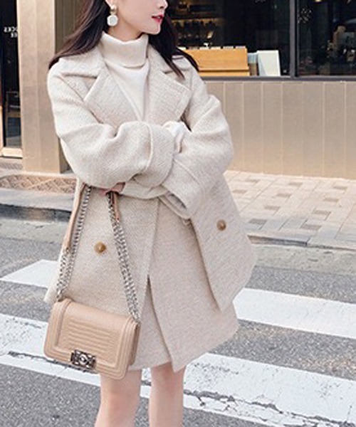 gossip!ロサンゼルス(ゴシップロサンゼルス)の「ピーチ起毛スーツジャケットミニスカットセット(セットアップ・レディース・オフホワイト・S/M)」の11枚目の写真