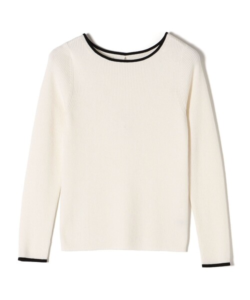 SHIPS（シップス）の「*〈手洗い可能〉バックパールモチーフボタンボートネックニット◆（ニット/セーター・レディース・ライトグレー/オフホワイト/ブラック/ピンク系・ONE SIZE）」の5枚目の写真