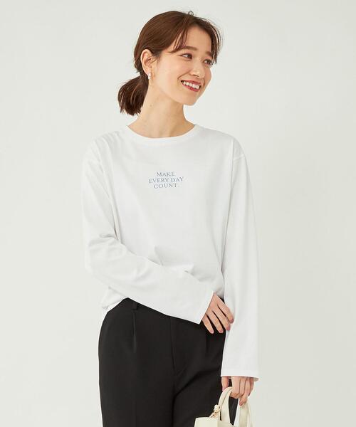 green label relaxing(グリーンレーベルリラクシング)の「ミニマル ロゴ ロングスリーブ Tシャツ(Tシャツ/カットソー・レディース・ブラック/ホワイト/その他1・FREE)」の1枚目の写真