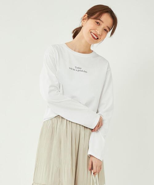 green label relaxing(グリーンレーベルリラクシング)の「ミニマル ロゴ ロングスリーブ Tシャツ(Tシャツ/カットソー・レディース・ブラック/ホワイト/その他1・FREE)」の2枚目の写真