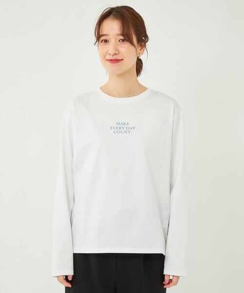 green label relaxing(グリーンレーベルリラクシング)の「ミニマル ロゴ ロングスリーブ Tシャツ(Tシャツ/カットソー・レディース・ブラック/ホワイト/その他1・FREE)」の4枚目の写真
