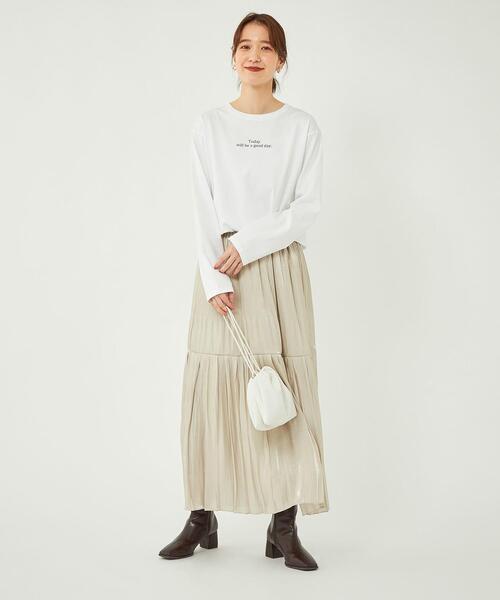 green label relaxing(グリーンレーベルリラクシング)の「ミニマル ロゴ ロングスリーブ Tシャツ(Tシャツ/カットソー・レディース・ブラック/ホワイト/その他1・FREE)」の9枚目の写真