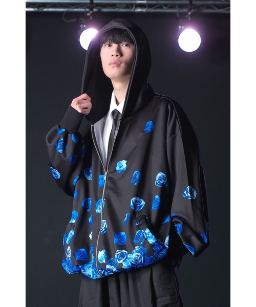 ankoROCK（アンコロック）の「バラバラ青バラパーカー -オーバーサイズ