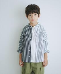 green label relaxing（グリーンレーベルリラクシング）の「TJ ストライプ バンドカラーシャツ（クレイジー） 110cm-130cm（シャツ/ブラウス・キッズ）」