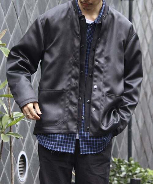 GLOSTER（グロスター）の「【GLOSTER/グロスター】フェイクレザーノーカラージャケット（ブルゾン・メンズ・ブラック・L/M）」の12枚目の写真