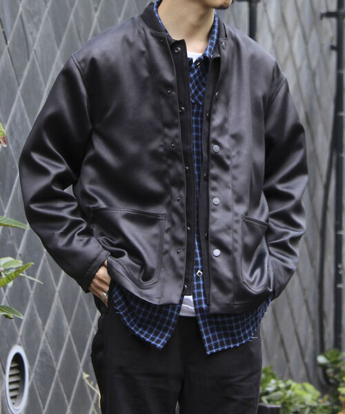 GLOSTER（グロスター）の「【GLOSTER/グロスター】フェイクレザーノーカラージャケット（ブルゾン・メンズ・ブラック・L/M）」の6枚目の写真