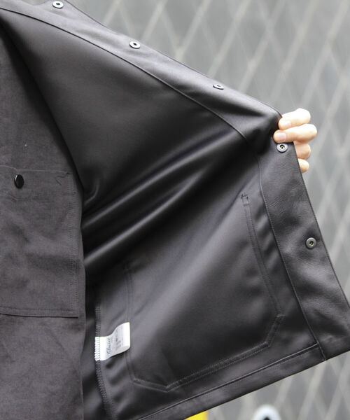 GLOSTER（グロスター）の「【GLOSTER/グロスター】フェイクレザーノーカラージャケット（ブルゾン・メンズ・ブラック・L/M）」の19枚目の写真