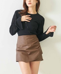 カットアウト袖スリットデザイントップスカットソー