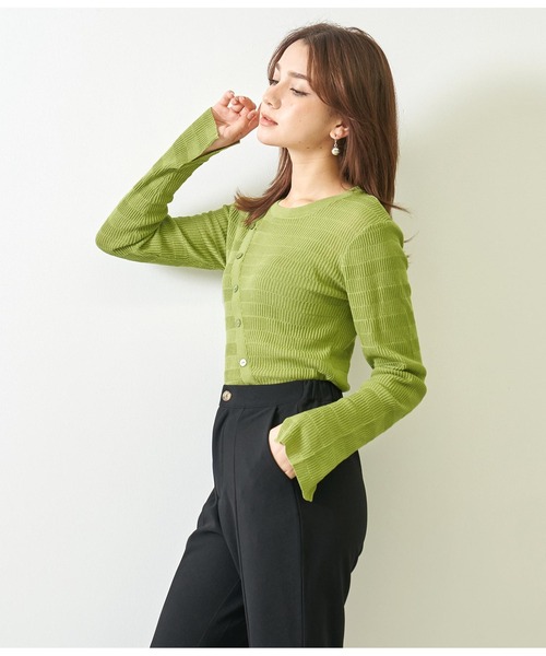 ANAP(アナップ)の「カットアウト袖スリットデザイントップスカットソー(Tシャツ/カットソー・レディース・グリーン/アイボリー/ブラック・FREE)」の14枚目の写真