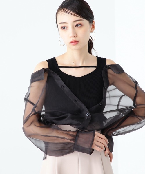 JILL by JILL STUART(ジルバイジルスチュアート)の「◇シアーシャツレイヤードセットブラウス(シャツ/ブラウス・レディース・ブラック/ライトグリーン/ベージュ・FREE)」の6枚目の写真