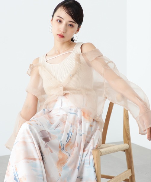 JILL by JILL STUART(ジルバイジルスチュアート)の「◇シアーシャツレイヤードセットブラウス(シャツ/ブラウス・レディース・ブラック/ライトグリーン/ベージュ・FREE)」の9枚目の写真