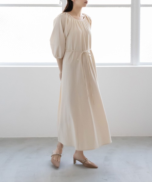 デニム風フレアワンピース