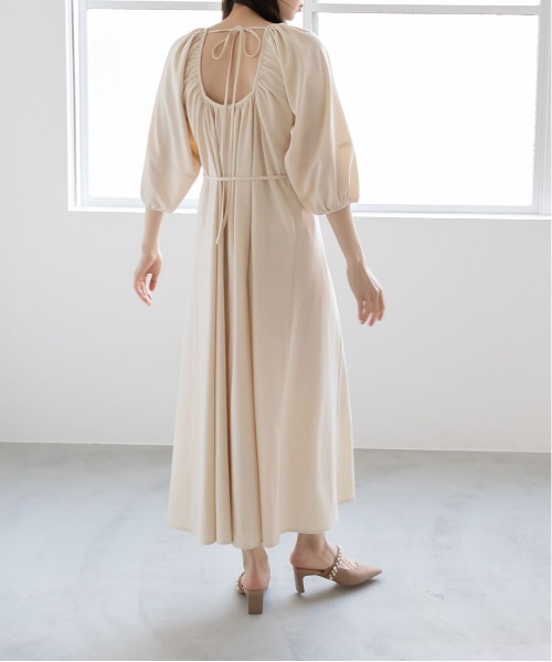 デニム風フレアワンピース