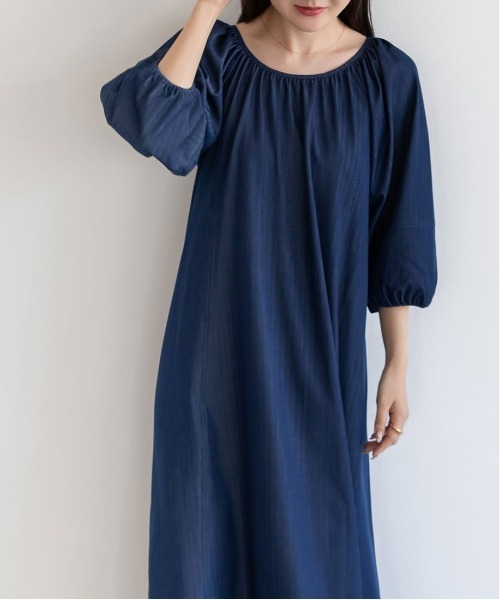 デニム風フレアワンピース