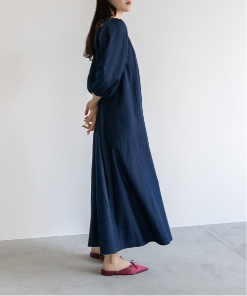 デニム風フレアワンピース