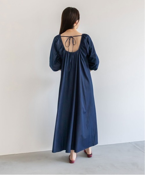 デニム風フレアワンピース