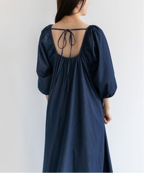 デニム風フレアワンピース