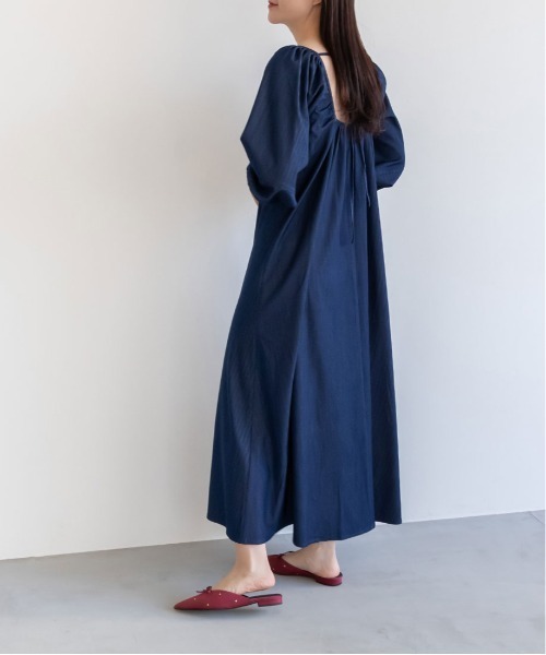 デニム風フレアワンピース