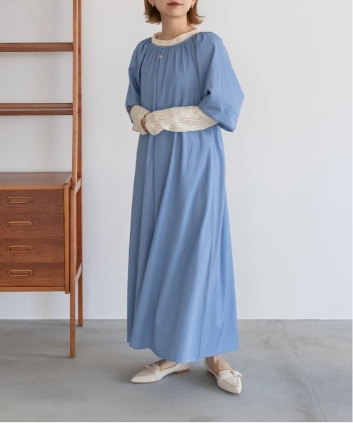 デニム風フレアワンピース