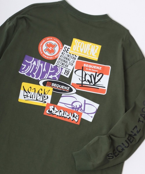 SEQUENZ(シークエンズ)の「SEQUENZ/シークエンズ オーバーサイズ ファイヤー ワッペン モチーフ バックプリント ロゴ ロンT(Tシャツ/カットソー・メンズ・カーキ/ブラック/レモンイエロー/ブラック系その他/ホワイト/ホワイト系その他・M/L/LL)」の5枚目の写真