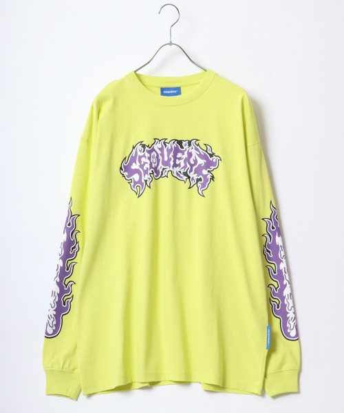 SEQUENZ(シークエンズ)の「SEQUENZ/シークエンズ オーバーサイズ ファイヤー ワッペン モチーフ バックプリント ロゴ ロンT(Tシャツ/カットソー・メンズ・カーキ/ブラック/レモンイエロー/ブラック系その他/ホワイト/ホワイト系その他・M/L/LL)」の11枚目の写真