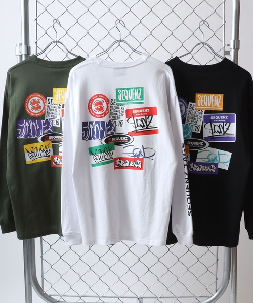 SEQUENZ(シークエンズ)の「SEQUENZ/シークエンズ オーバーサイズ ファイヤー ワッペン モチーフ バックプリント ロゴ ロンT(Tシャツ/カットソー・メンズ・カーキ/ブラック/レモンイエロー/ブラック系その他/ホワイト/ホワイト系その他・M/L/LL)」の9枚目の写真