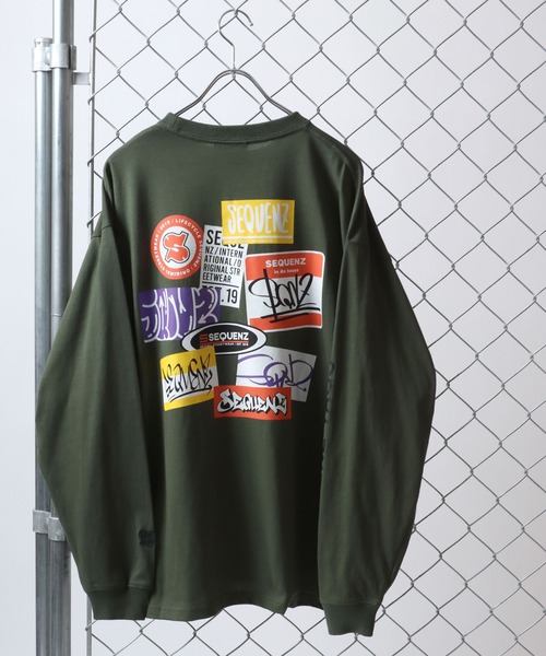 SEQUENZ(シークエンズ)の「SEQUENZ/シークエンズ オーバーサイズ ファイヤー ワッペン モチーフ バックプリント ロゴ ロンT(Tシャツ/カットソー・メンズ・カーキ/ブラック/レモンイエロー/ブラック系その他/ホワイト/ホワイト系その他・M/L/LL)」の13枚目の写真
