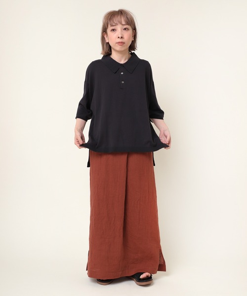 RNA-N（アールエヌエーエヌ）の「K2627 コットンニットポロシャツ（ポロシャツ・レディース・ベージュ/オレンジ/チャコール/グリーン・MEDIUM）」の5枚目の写真