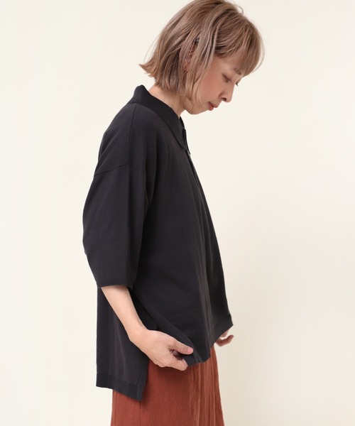 RNA-N（アールエヌエーエヌ）の「K2627 コットンニットポロシャツ（ポロシャツ・レディース・ベージュ/オレンジ/チャコール/グリーン・MEDIUM）」の21枚目の写真