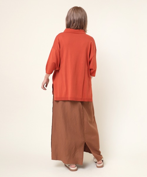 RNA-N（アールエヌエーエヌ）の「K2627 コットンニットポロシャツ（ポロシャツ・レディース・ベージュ/オレンジ/チャコール/グリーン・MEDIUM）」の12枚目の写真