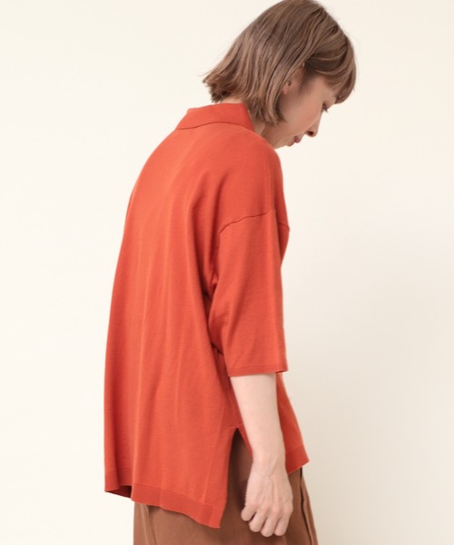 RNA-N（アールエヌエーエヌ）の「K2627 コットンニットポロシャツ（ポロシャツ・レディース・ベージュ/オレンジ/チャコール/グリーン・MEDIUM）」の8枚目の写真