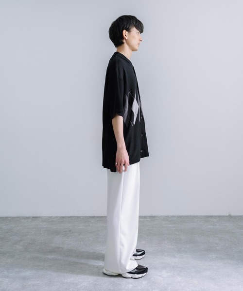 Rocky Monroe カーディガン オーバーサイズ 総柄Vネックニット