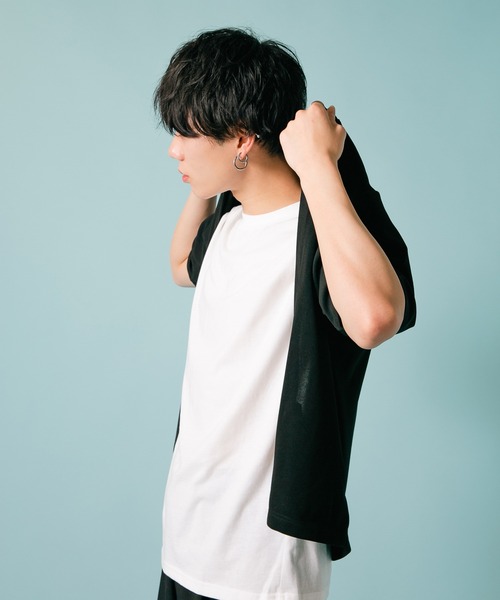 Blue Standard (ブルースタンダード)の「【BLUE STANDARD/ブルースタンダード】ダブルフェイス 接触冷感 吸水速乾 梨地5分袖 カーディガン Tシャツセット(カーディガン/ボレロ・メンズ・ブルー/ブラック/グリーン・MEDIUM/LARGE/X-LARGE)」の17枚目の写真