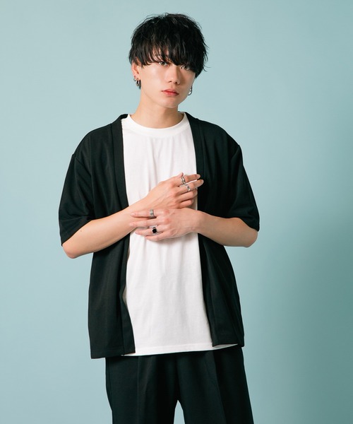 Blue Standard (ブルースタンダード)の「【BLUE STANDARD/ブルースタンダード】ダブルフェイス 接触冷感 吸水速乾 梨地5分袖 カーディガン Tシャツセット(カーディガン/ボレロ・メンズ・ブルー/ブラック/グリーン・MEDIUM/LARGE/X-LARGE)」の11枚目の写真