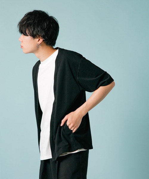 Blue Standard (ブルースタンダード)の「【BLUE STANDARD/ブルースタンダード】ダブルフェイス 接触冷感 吸水速乾 梨地5分袖 カーディガン Tシャツセット(カーディガン/ボレロ・メンズ・ブルー/ブラック/グリーン・MEDIUM/LARGE/X-LARGE)」の19枚目の写真