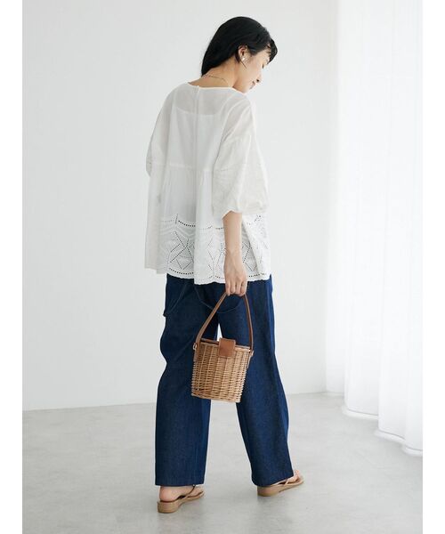 CRAFT STANDARD BOUTIQUE(クラフトスタンダードブティック)の「インドコットンアイレット刺繍バルーンスリーブブラウス(シャツ/ブラウス・レディース・オフホワイト/グリーン/ブラック・FREE)」の15枚目の写真