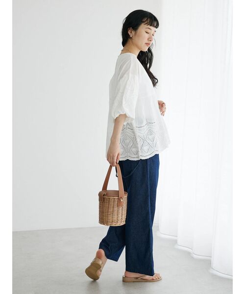 CRAFT STANDARD BOUTIQUE(クラフトスタンダードブティック)の「インドコットンアイレット刺繍バルーンスリーブブラウス(シャツ/ブラウス・レディース・オフホワイト/グリーン/ブラック・FREE)」の16枚目の写真