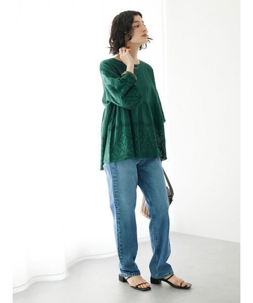 CRAFT STANDARD BOUTIQUE(クラフトスタンダードブティック)の「インドコットンアイレット刺繍バルーンスリーブブラウス(シャツ/ブラウス・レディース・オフホワイト/グリーン/ブラック・FREE)」の20枚目の写真
