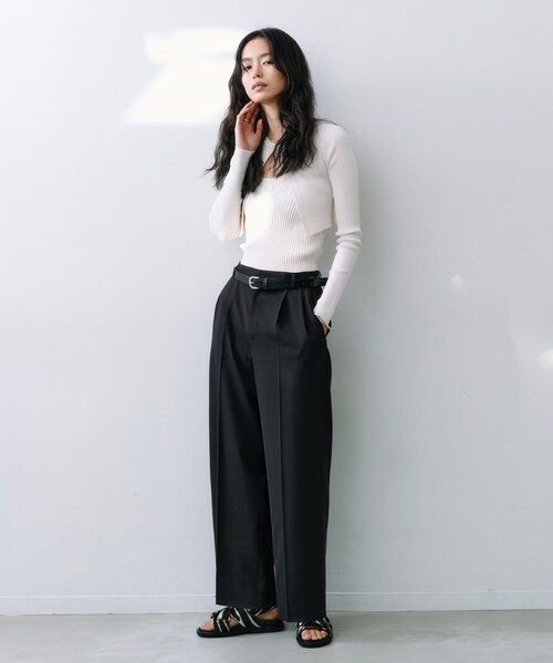 CODE A（コードエー）の「open front cardigan（カーディガン/ボレロ・レディース・ブラック/アイボリー・00）」の14枚目の写真