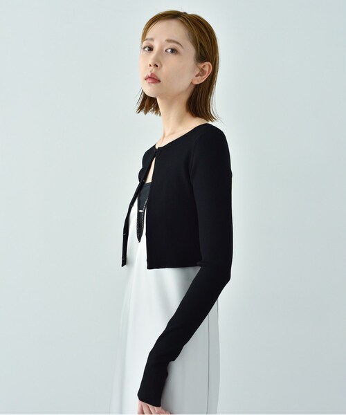 CODE A（コードエー）の「open front cardigan（カーディガン/ボレロ・レディース・ブラック/アイボリー・00）」の3枚目の写真