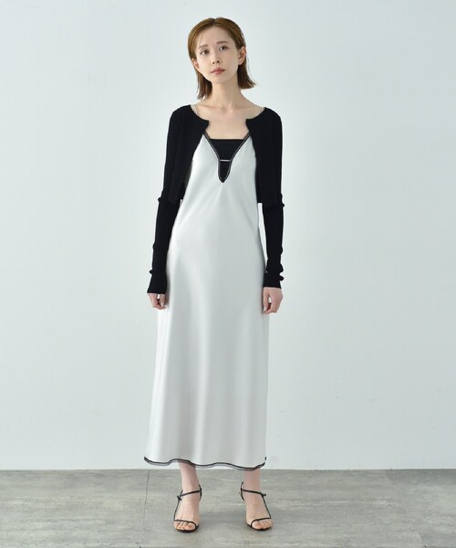 CODE A（コードエー）の「open front cardigan（カーディガン/ボレロ・レディース・ブラック/アイボリー・00）」の6枚目の写真