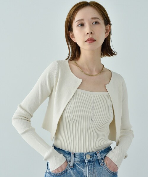 CODE A（コードエー）の「open front cardigan（カーディガン/ボレロ・レディース・ブラック/アイボリー・00）」の7枚目の写真
