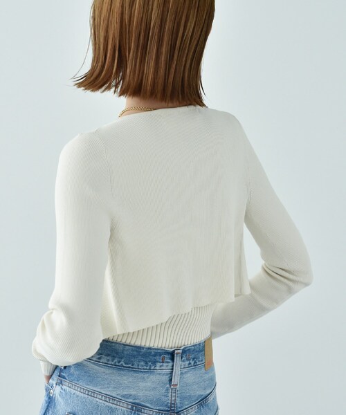 CODE A（コードエー）の「open front cardigan（カーディガン/ボレロ・レディース・ブラック/アイボリー・00）」の8枚目の写真