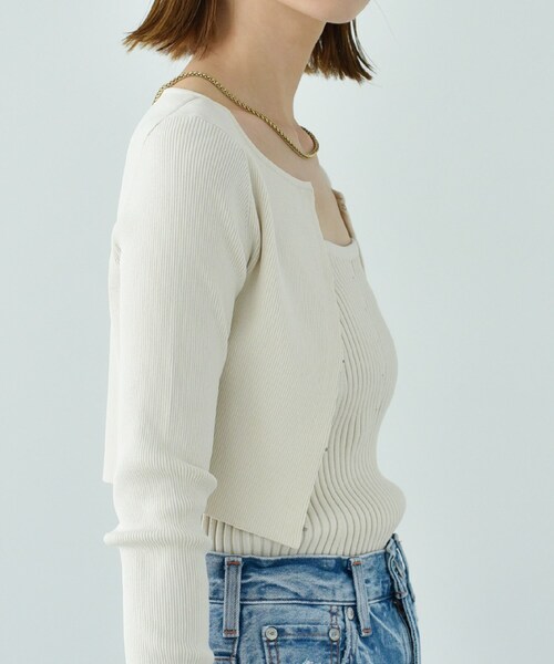 CODE A（コードエー）の「open front cardigan（カーディガン/ボレロ・レディース・ブラック/アイボリー・00）」の9枚目の写真