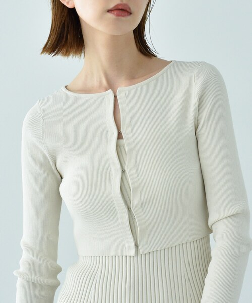 CODE A（コードエー）の「open front cardigan（カーディガン/ボレロ・レディース・ブラック/アイボリー・00）」の10枚目の写真