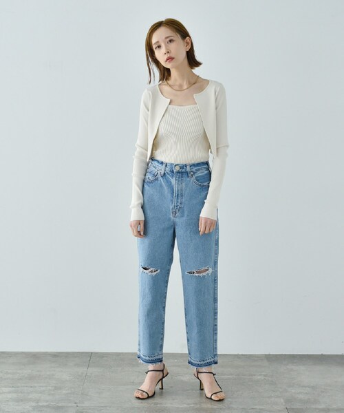 CODE A（コードエー）の「open front cardigan（カーディガン/ボレロ・レディース・ブラック/アイボリー・00）」の12枚目の写真